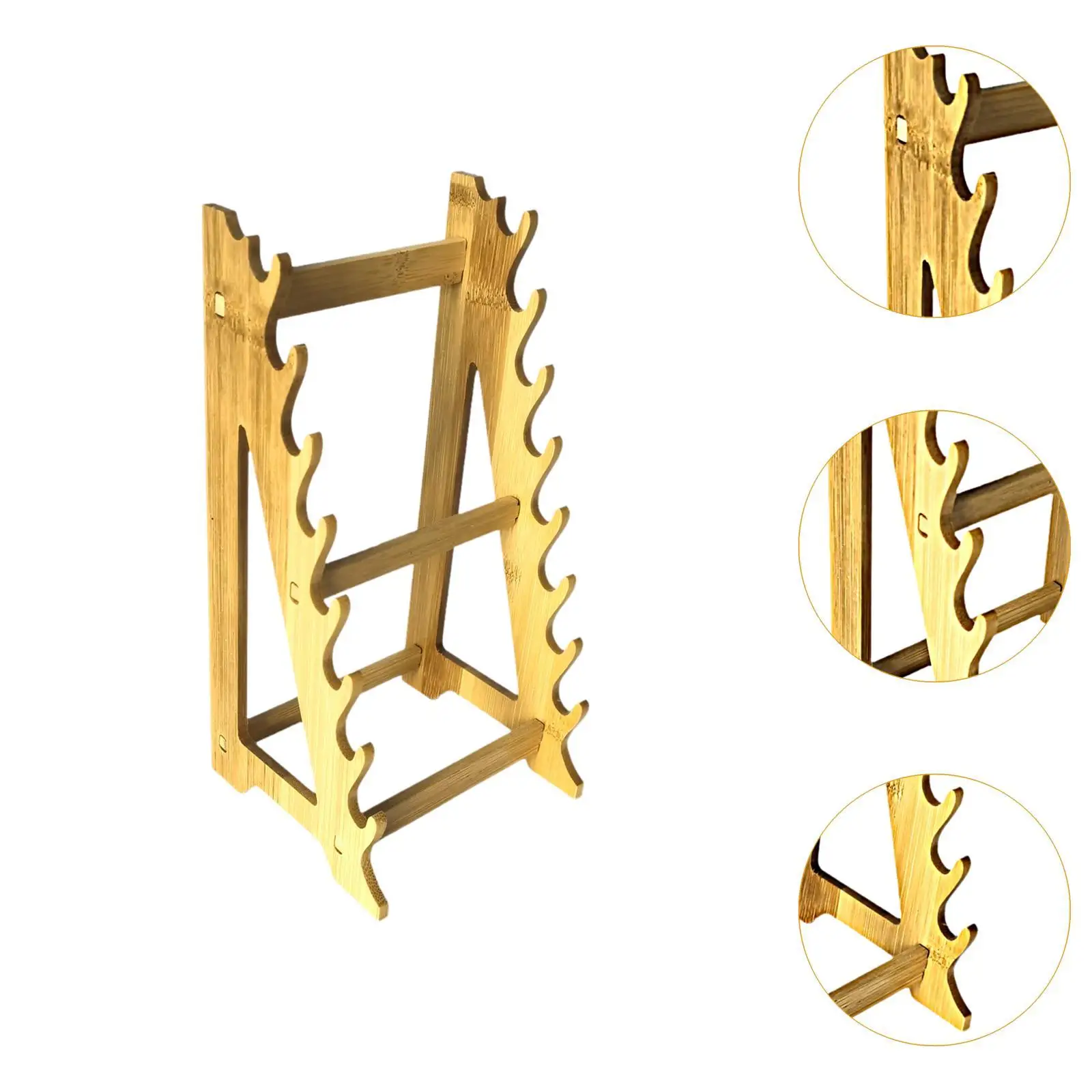 Eight Tiers Bamboo Wooden Anime Katanas Model Stand Space Saving Holder for Home Office Display Shelf