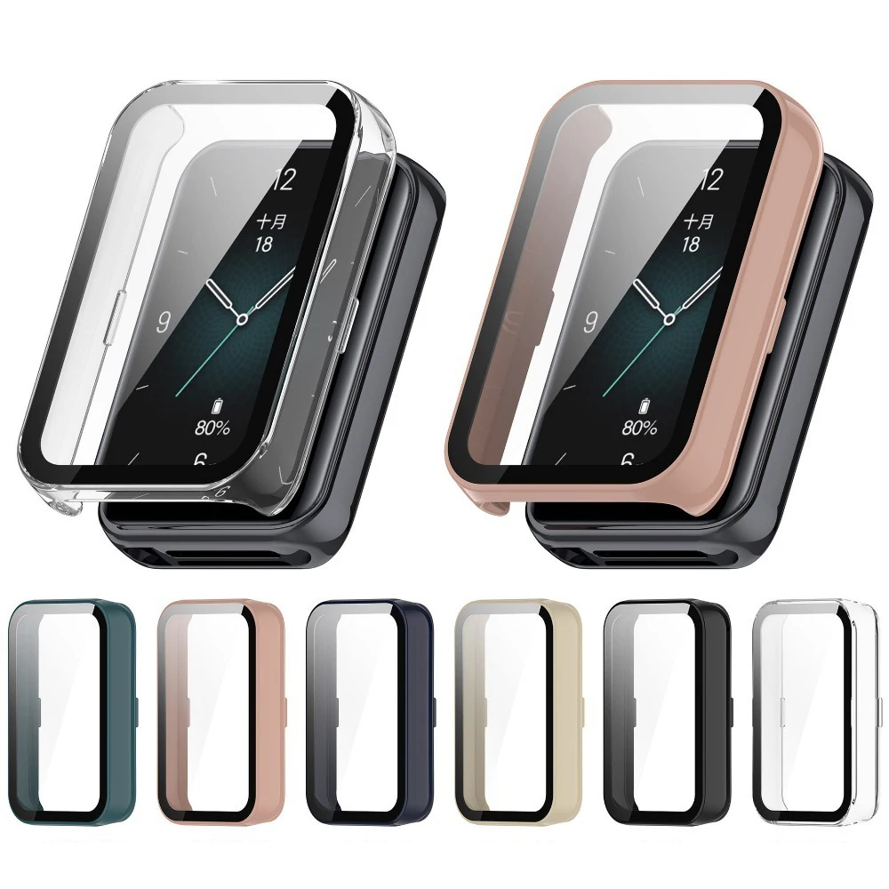PC tpu Case+Tempered Glass For Huawei Honor band 9 Full Cover Screen Protector Smartwatch Bumper Cleaning cotton image 4