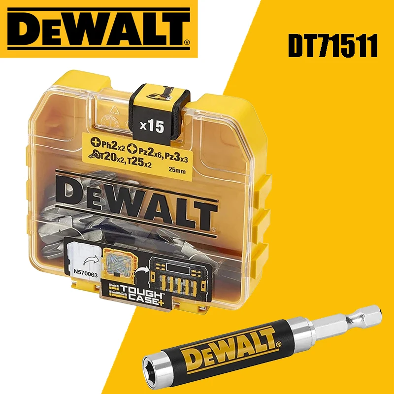 DEWALT DT71511 Screwdriver Bit Set 16 Pieces Telescopic Magnet Holder Inserts Storage Electric Drill Bits PH2 PZ2 PZ3 T20 T25