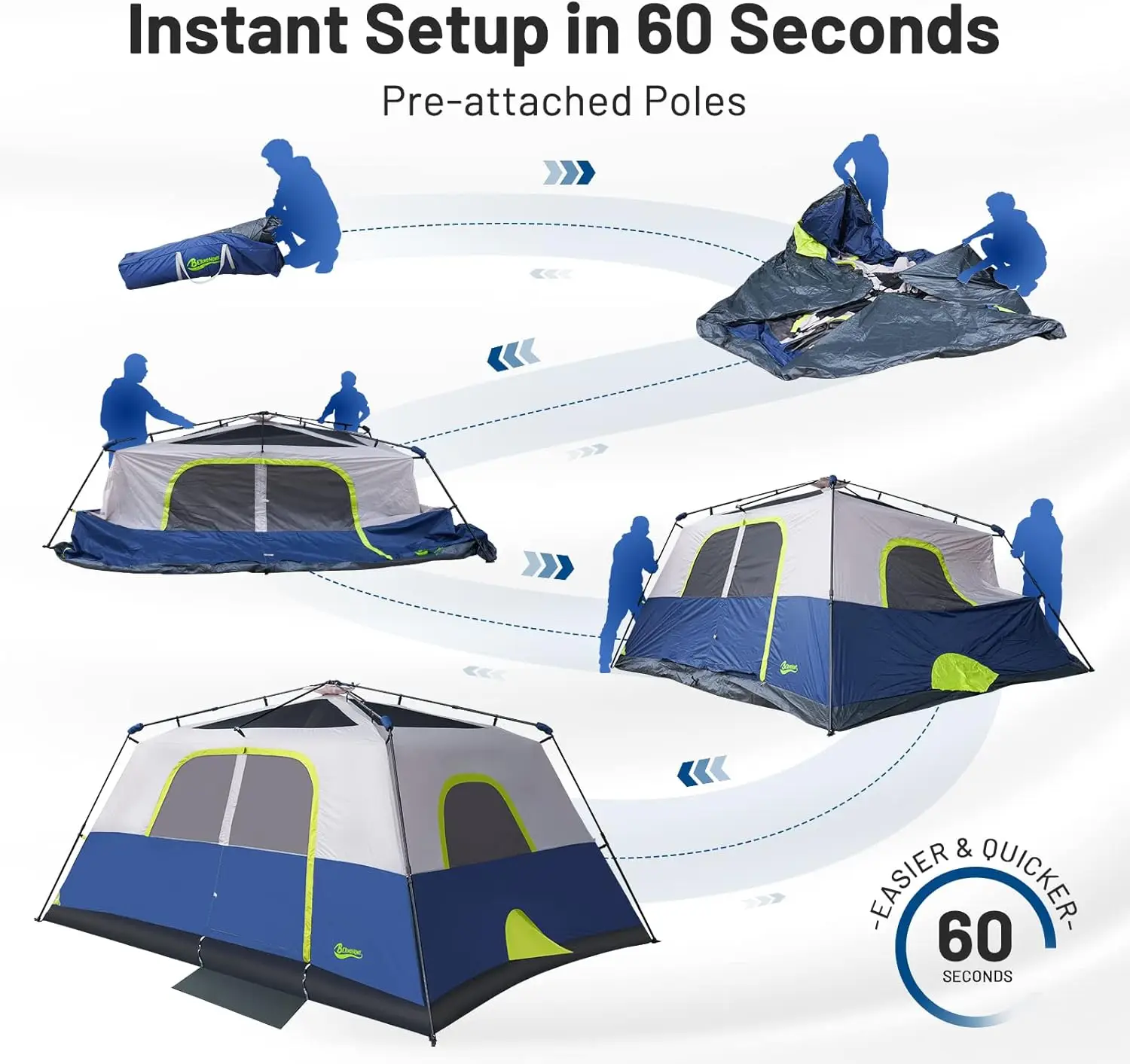 Instant Cabin Tent,  Camping Tent Setup in 60 Seconds with Rainfly & Windproof