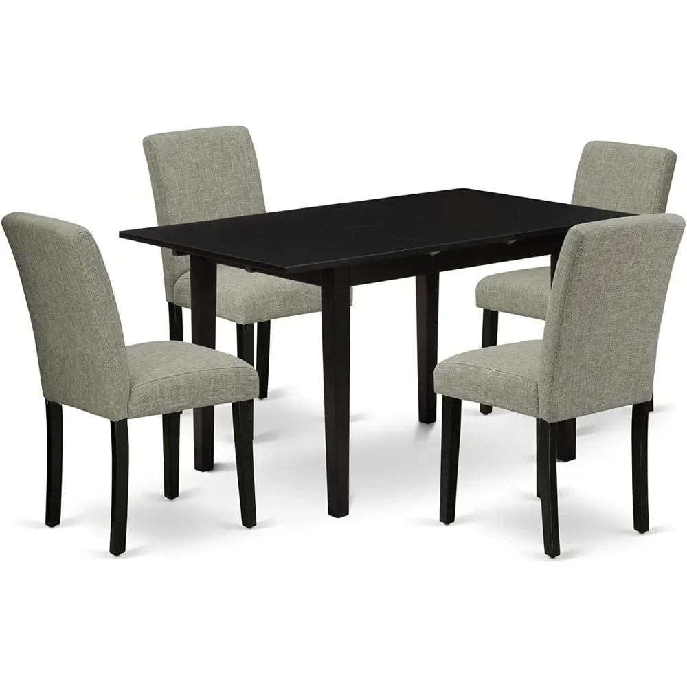 

5 Piece Set Includes A Rectangle Dining Room Table Linen Fabric Upholstered Parson Chairs Home Freight Free