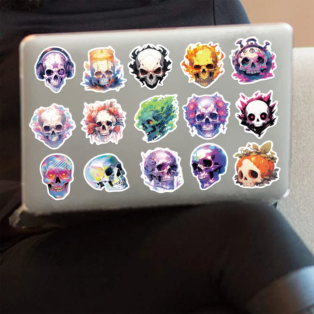 50pcs Gothic Punk Style Colorful Skull Series Graffiti Stickers Suitable for Laptop Helmets Desktop Decoration Stickers DIY Toys