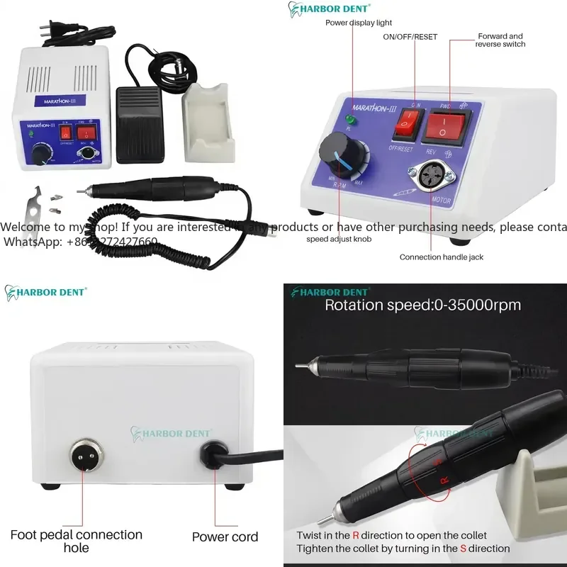 

Lab Strong -III Micromotor Polishing N3 + 35,000rpm Electric Machine HYG-XP14-N3 Equipment HARBOR Dent 1 Year
