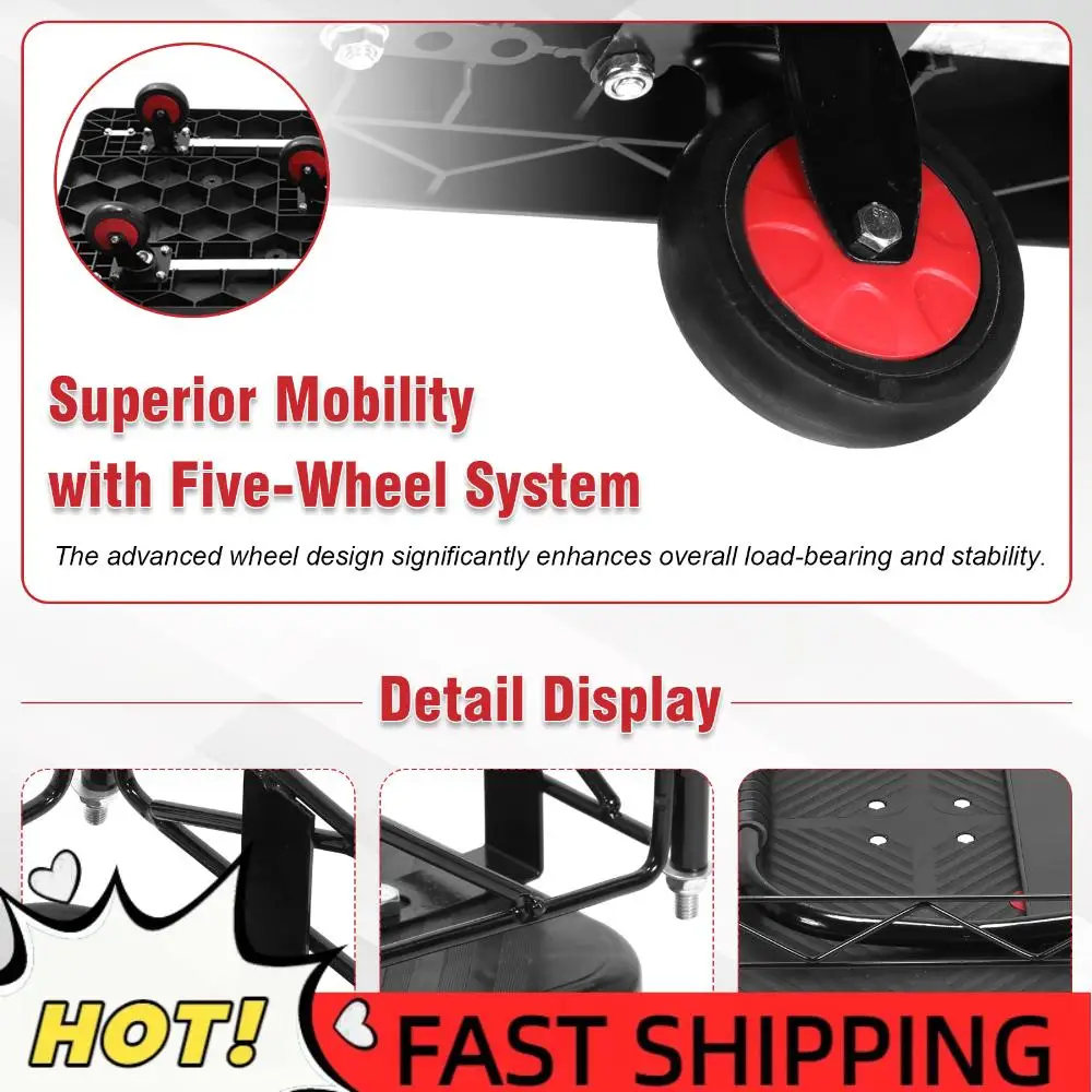 

Folding Platform Truck W/Steel Wire Fence Large Flatbed Carts Collapsible Cage Cart Dolly for Groceries Garage Warehouse