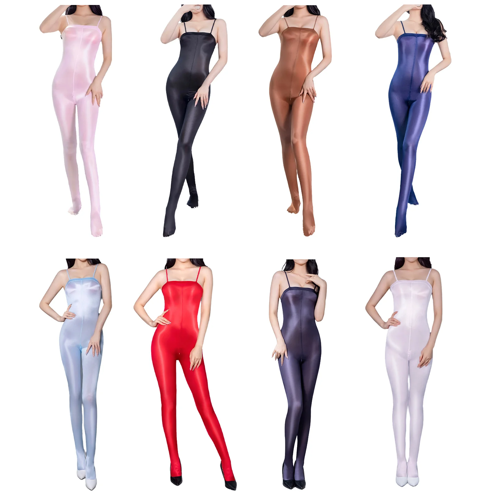 Сексуальное женское глянцевое боди с двойной молнией и промежностью, чулки для тела, леггинсы, прозрачная ночная рубашка для клуба, свидания, ночи