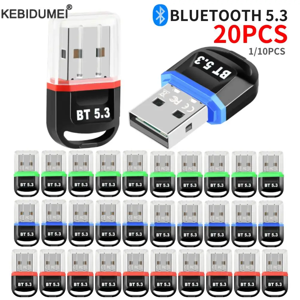 Adaptateur USB Bluetooth 5.3 Dongle Drive Free pour PC portable, haut-parleur sans fil, récepteur audio, émetteur USB, 1 pièce, 10 pièces, 20 pièces