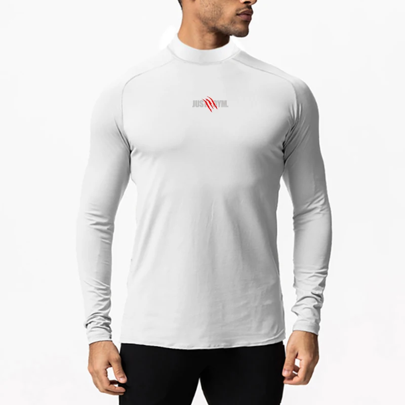 Men's Long Sleeve Turtleneck T-shirts Gym Running Workout Compression Shirt Slim Fit Quick Dry Breathable Sportswear