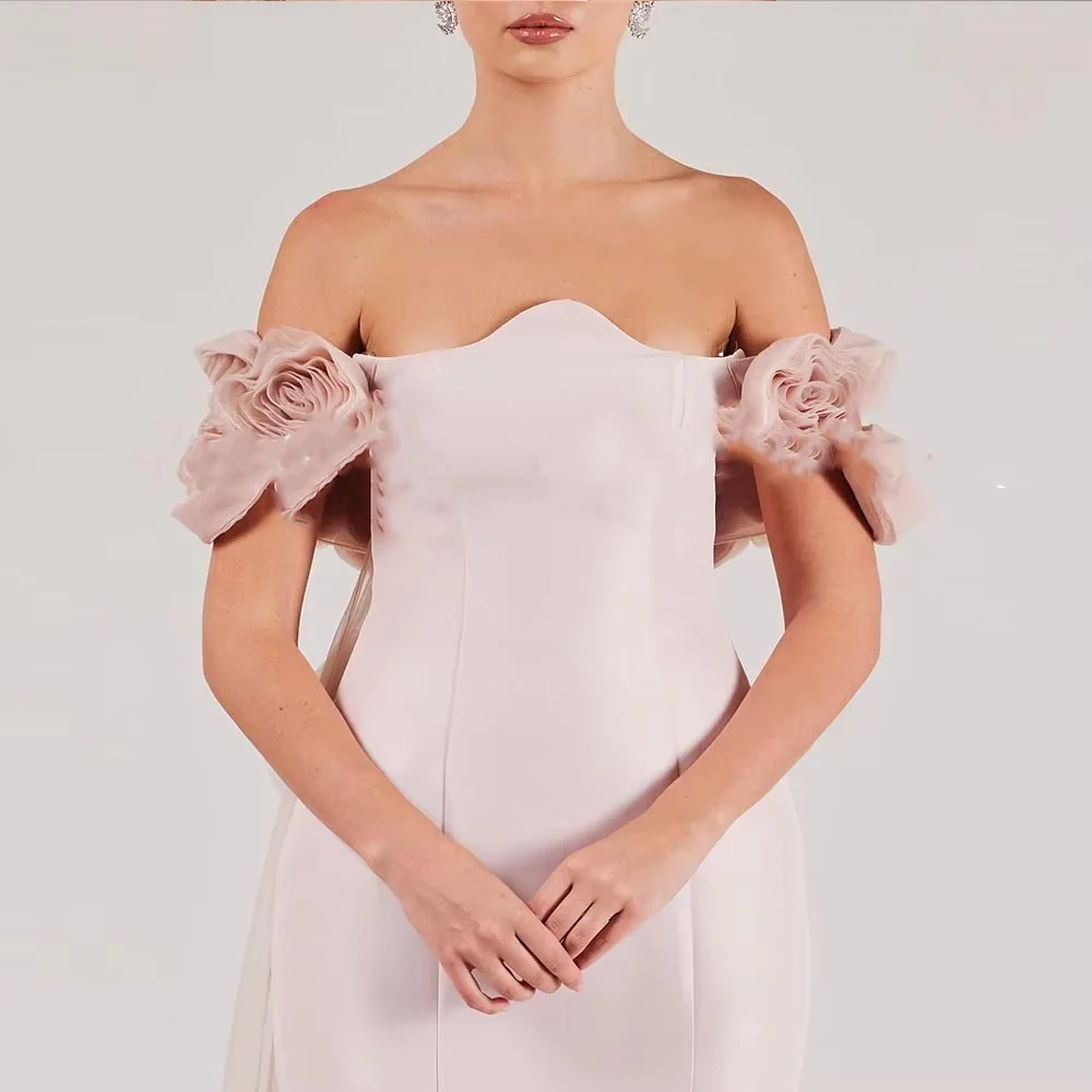 فستان نسائي مكشكش بدون حمالات على شكل زهرة للحفلات الراقصة مخصص مزين بحورية البحر الساحرة قبالة الكتف فستان الحفلات Fساتين S