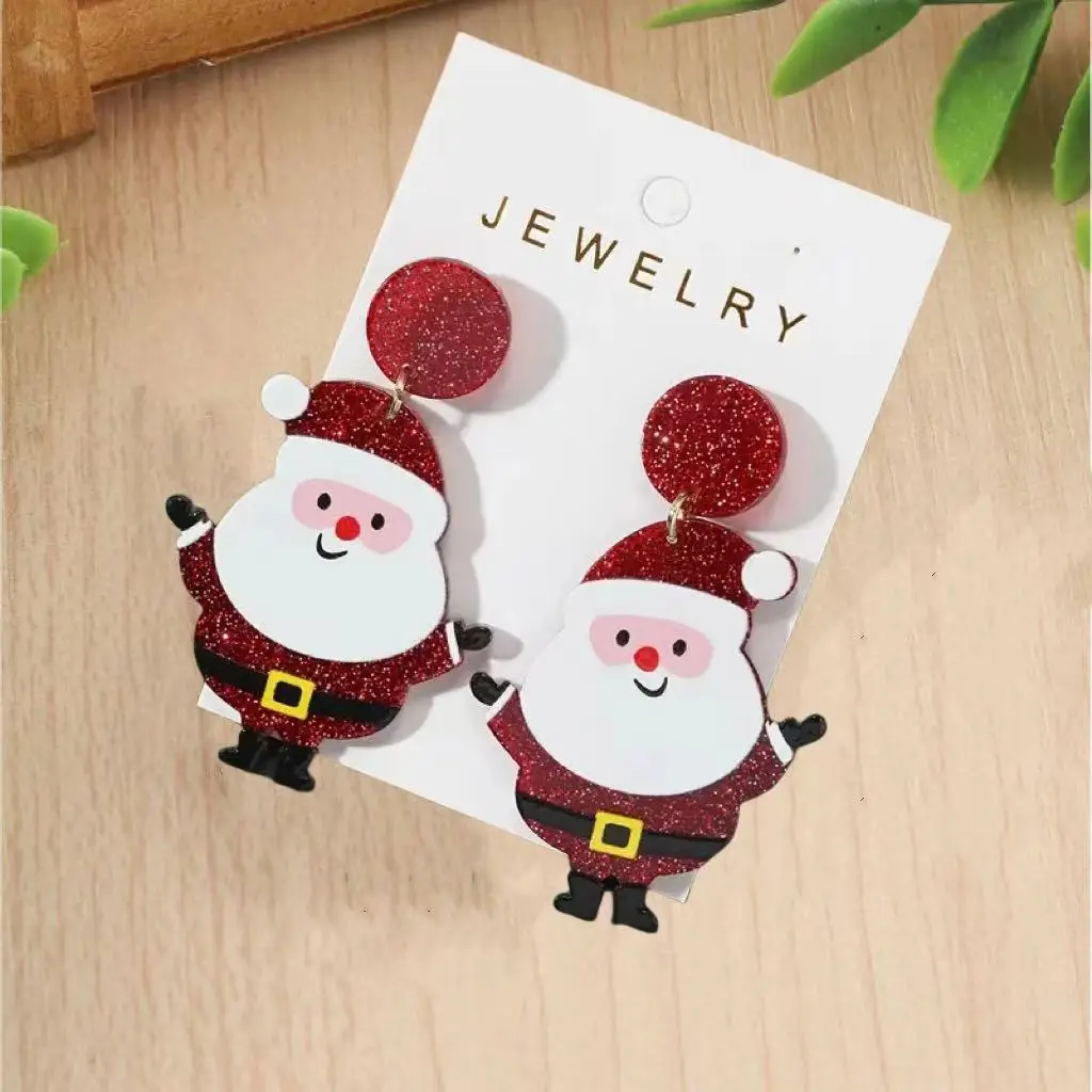 Bling Bling Chunky Christmas babbo natale Design orecchini pendenti stile carino adorabili ornamenti per le orecchie di natale