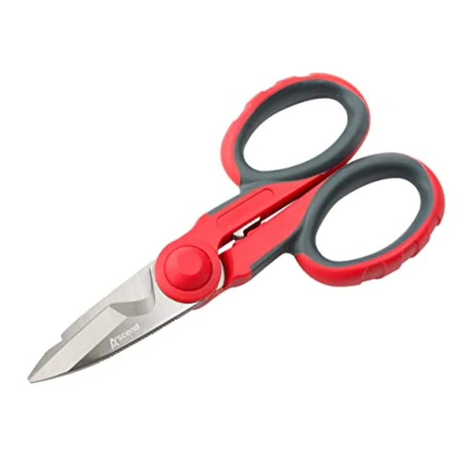 

Многофункциональные электрические ножницы 5-1/2 дюйма - Зубчатое лезвие из высокоуглеродистой стали для резки/обрезки электрических проводов, с функцией вырезания пазов.