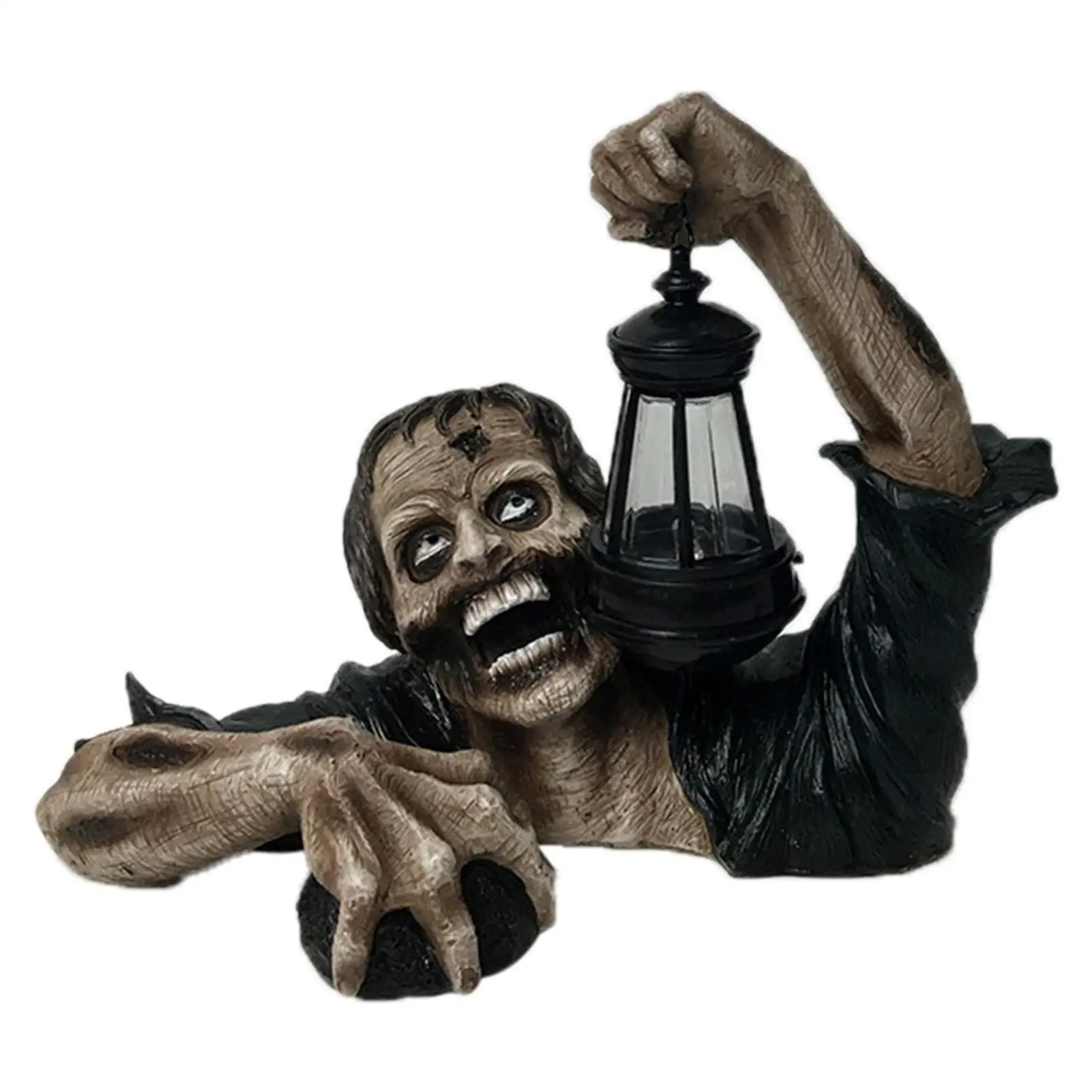 

Hideous Zombie Garden Statue Holding Lamp Undead Resin Figurine