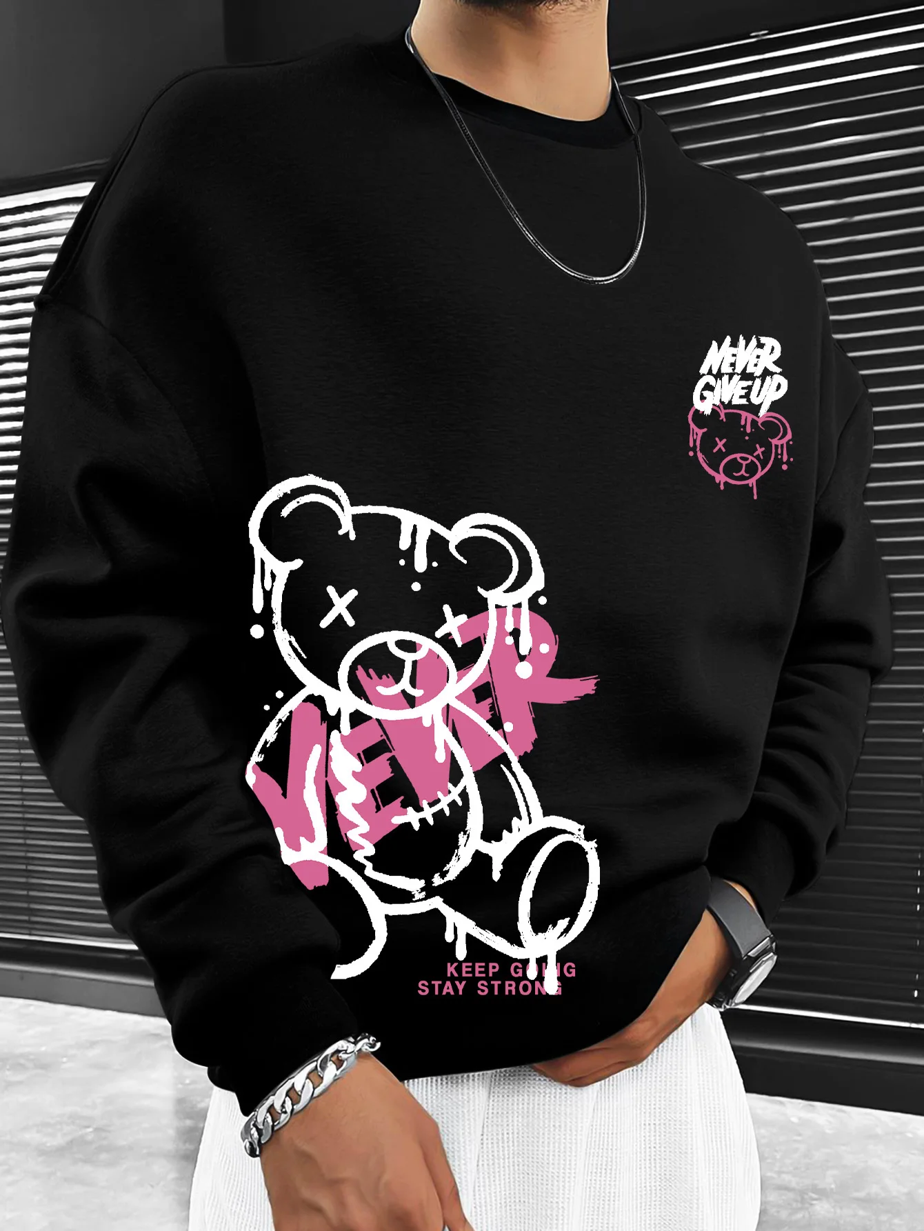 Pull pour homme, idéal pour l’automne et l’hiver, avec motif ours, chaud, confortable, décontracté, à la mode, pour un look urbain.