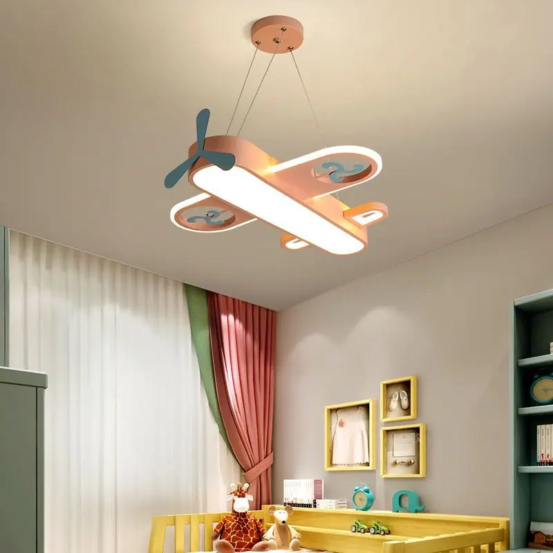 

Modern Blue Airplane LED Pendant Light for Children's Rooms Boys and Girls' Bedrooms Cartoon Chandelier Home Decor Light Fixture