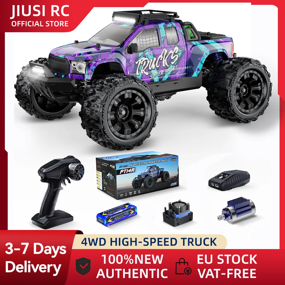 

JIUSI PT14R 1/14 Purple 1*2200Mhz Li Battery RC Car Remote Control Car 4WD Drive Truck Toys For Adults 2.4G 150M Moter Rc Toys