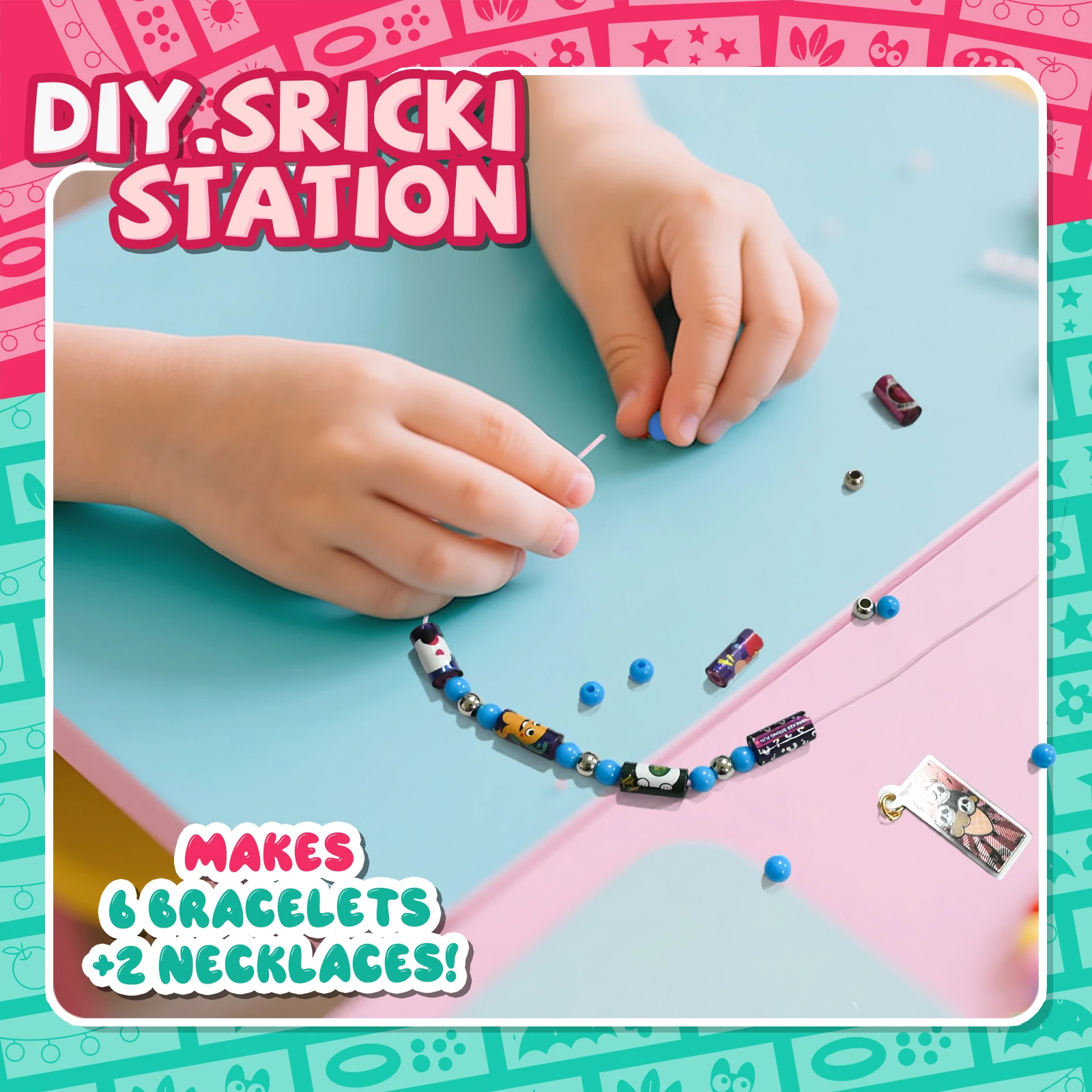 Sticker Roll Bracelet for Kids Girls DIY Bracelet Bead Roll Stickers Jewelry Toys for Children Funny Stationery Stickers