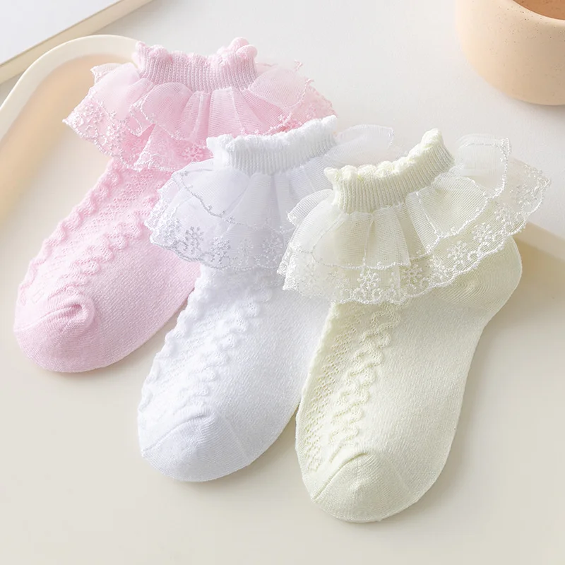 3Pairs/Lot Children\'s Socks Baby Girls Summer Spring Thin Infant Girls Socks Kids Clothing Accessories