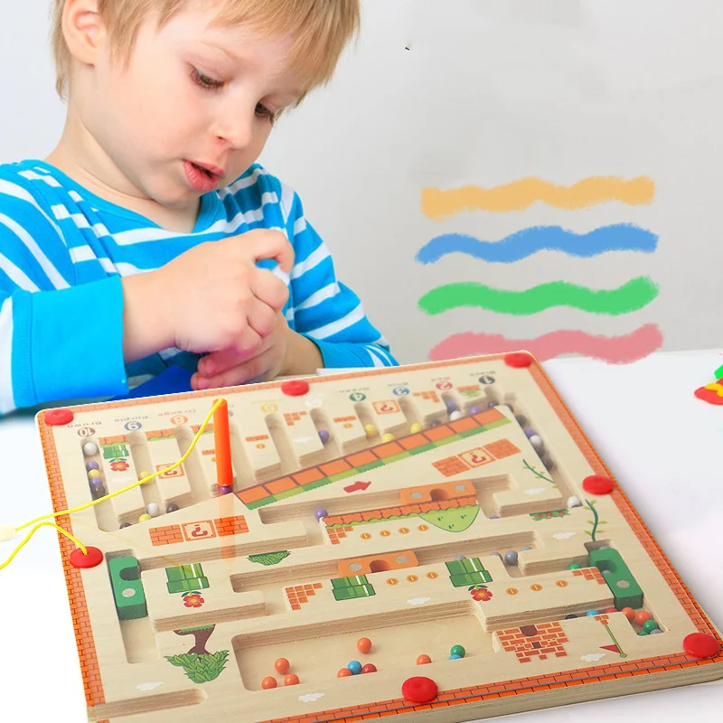 Montessori Pilz Nest digitale magnetische Farbe Labyrinth lernen Bildung Spielzeug Farbe Erkenntnis Puzzle Holz spielzeug Kinder geschenk