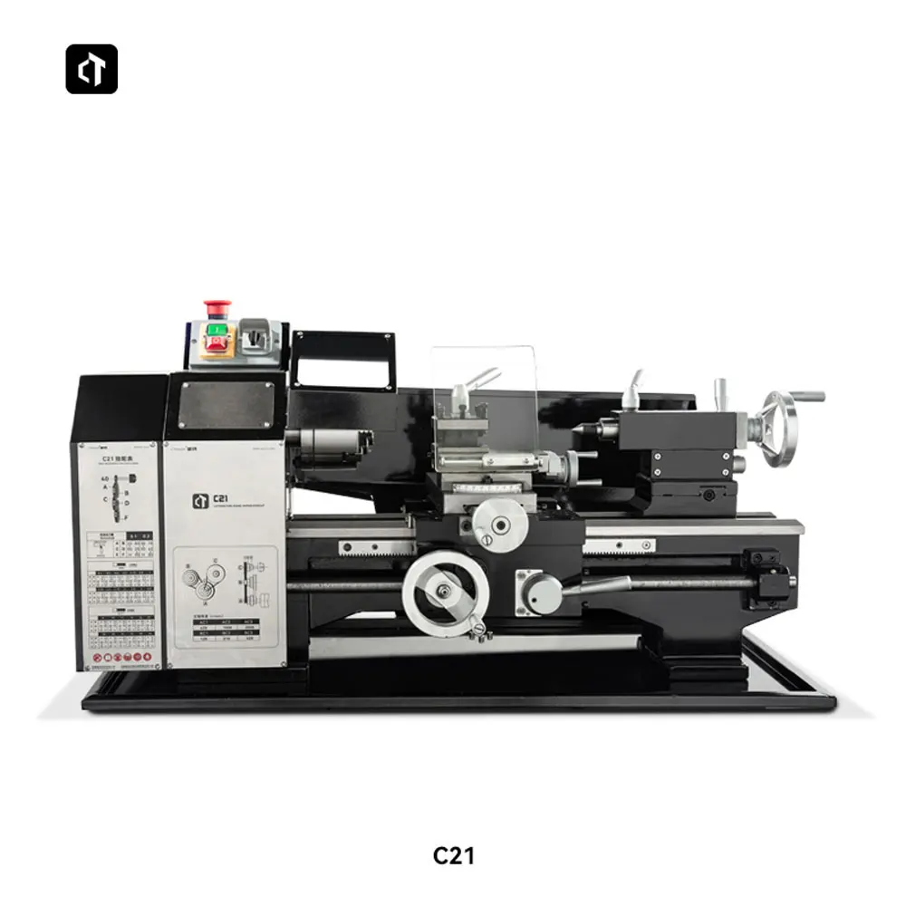 Tour d'établi domestique C21, mandrin à trois mâchoires de 100mm, 6 vitesses, vitesse Variable, Micro broche de tour, roulements SKF, machine de tour à Instrument