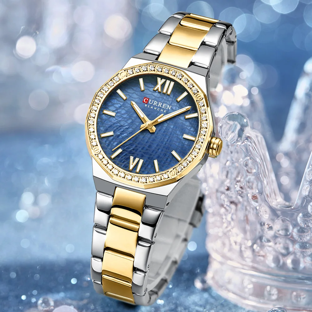 

CURREN 9103 Fashion Women's Quartz Thin Watch Elegant and Slim Stainless Steel Watch Waterproof Night Light Watches for Woman