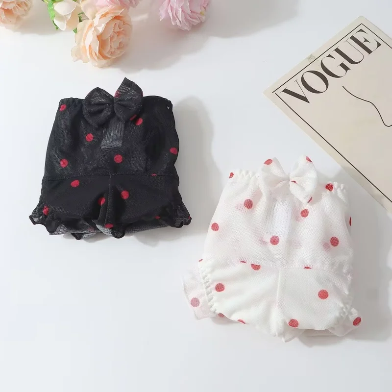 

Men's Lace Underwear Cute Erotic Dots Mid-waist Briefs Breathable Soft Sweet Ruffle Bow Cross-dressing Pants Sissy Party Panties