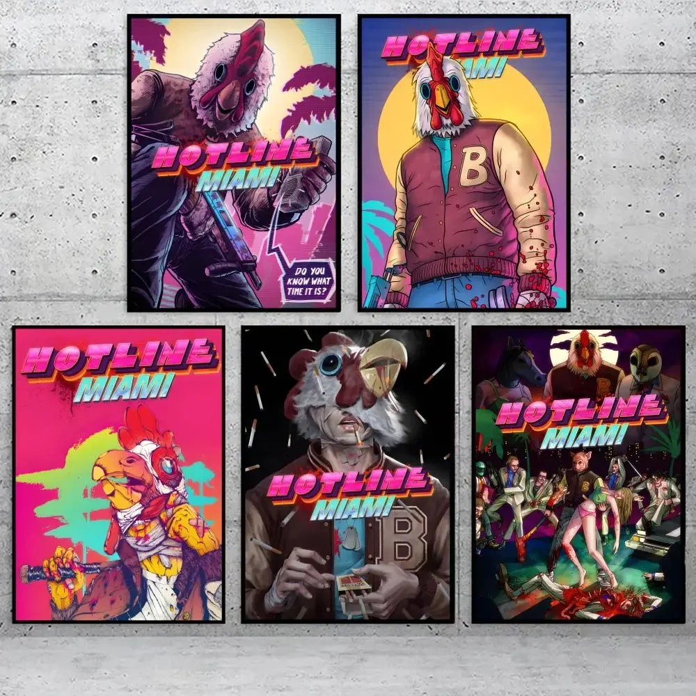الخط الساخن ميامي ملصق لعبة فيديو مستوحاة قماش جدار الفن طباعة لغرفة النوم غرفة المعيشة ديكور المنزل هدية غير المؤطرة