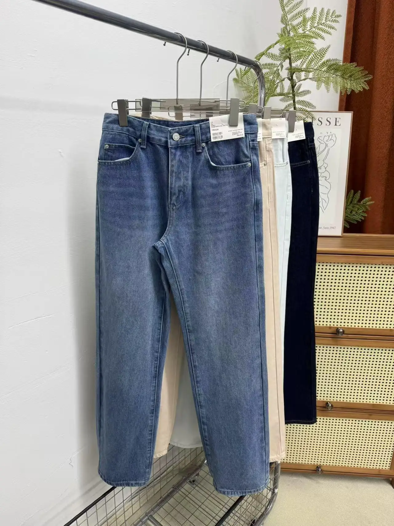 

Широкие джинсы с высокой талией, свободный крой, прямой крой, джинсовые повседневные весенние женские брюки премиум-класса Faion