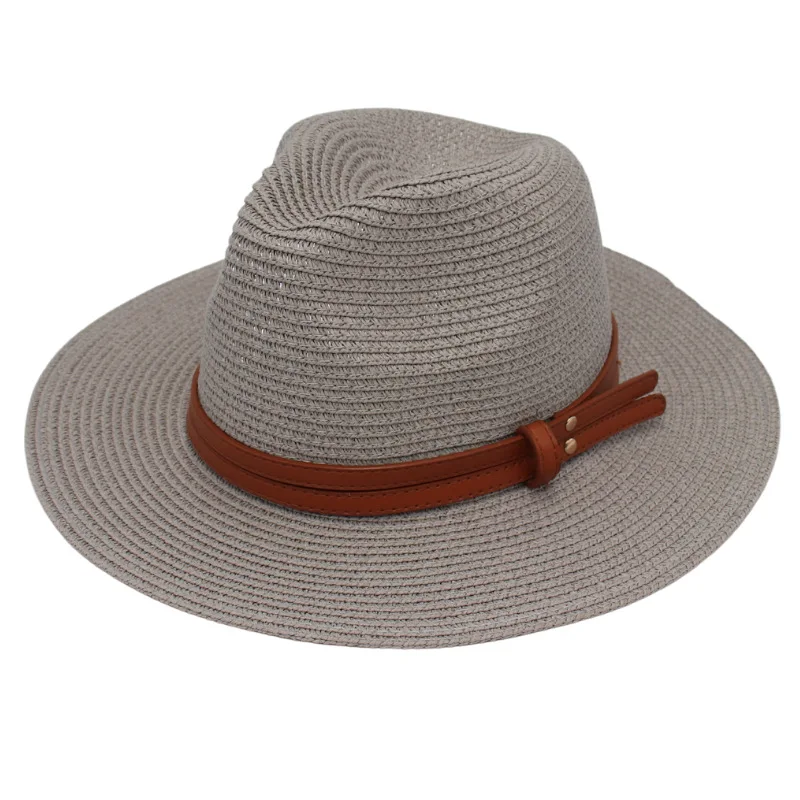 Summer Straw Sun Hat Panama Hats Grass Knitted Gift Hat Breathable Leisure Jazz Hat European American Style Straw Hat Beach Caps