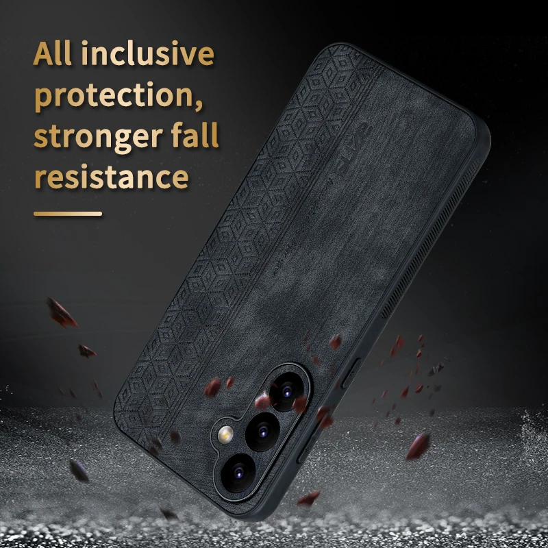 AZNS Skin-Friendly 3D Embossed Leather Case for Galaxy S24 Ultra S20 Lite S21 FE S22 S23 Plus Shockproof Defender Rugged Cover