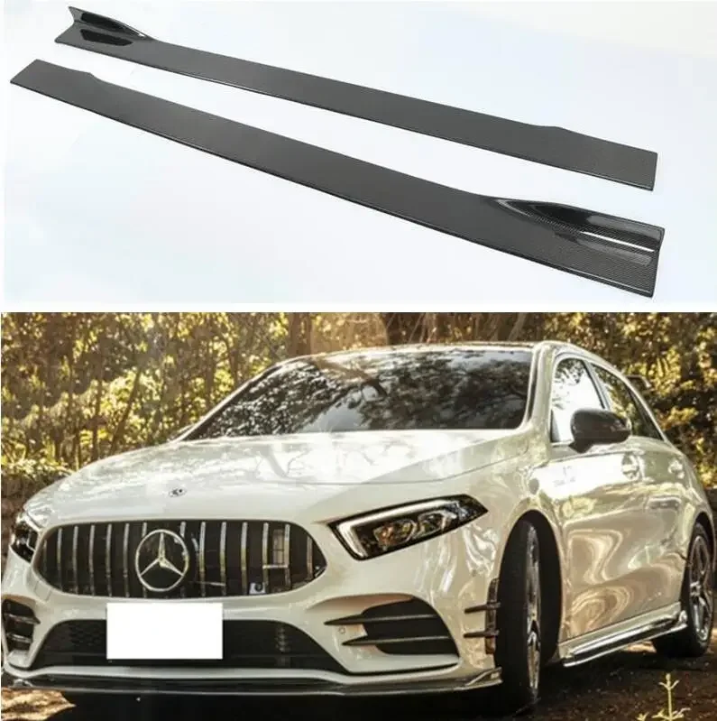 For Mercedes Benz W118 C118 X118 CLA 180 200 250 260 35 45 Carbon Fiber Side Skirts Extension Body Kit lip Cover