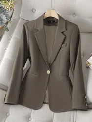 Blazer da donna alla moda giacca formale da donna Beige nero caffè manica lunga bottone singolo abbigliamento da lavoro femminile cappotto sottile