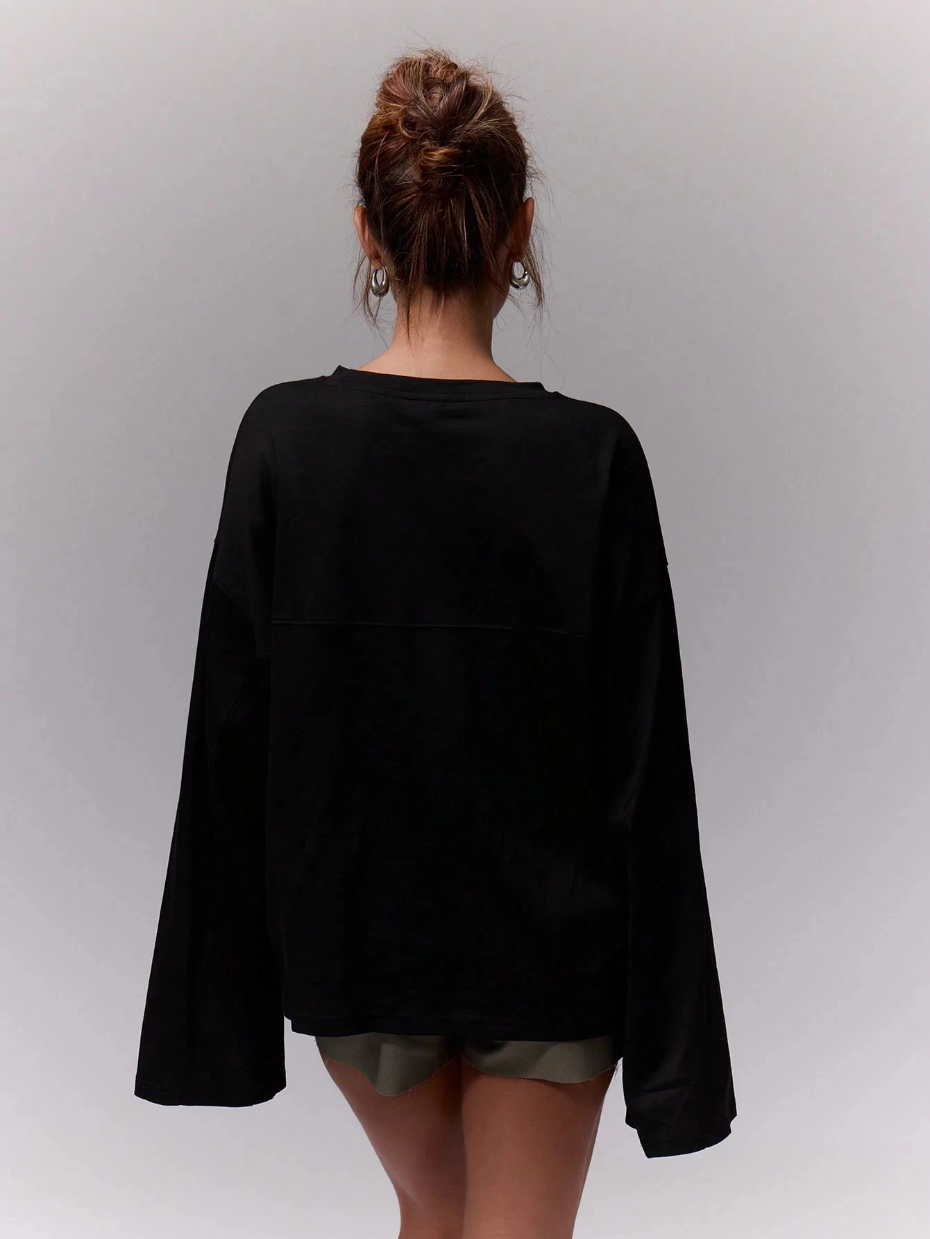 M loose long sleeved shirt casual cute daily oversized T-shirt airport vacation all seasons oversized t shirt