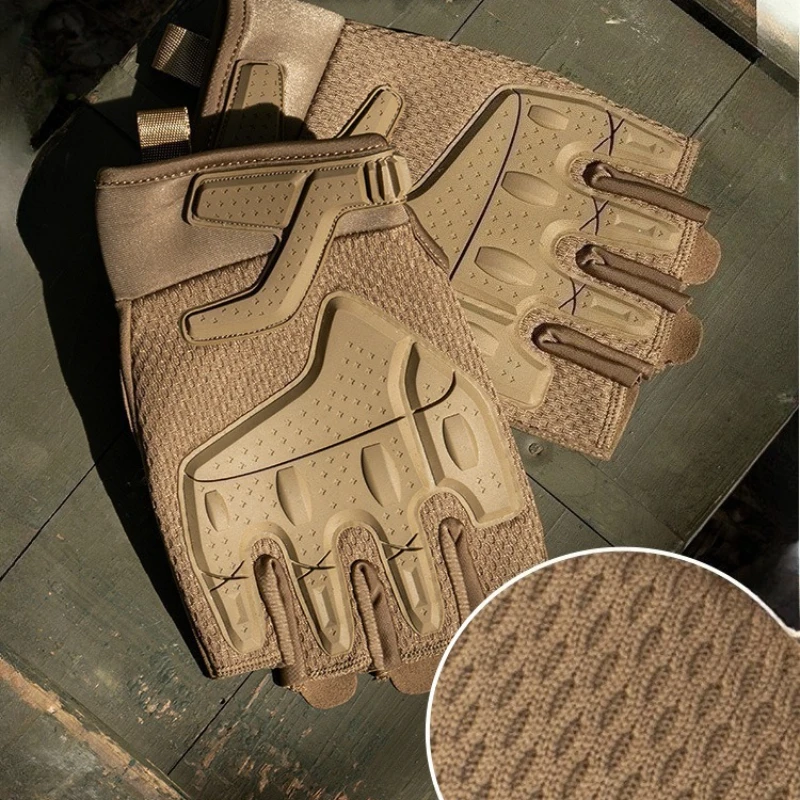 Labor Protection Safety Half Finger Gloves Outdoor Tactical Airsoft Combat Sports Hiking Camping Bicycle Hunting Bike Anti-skid