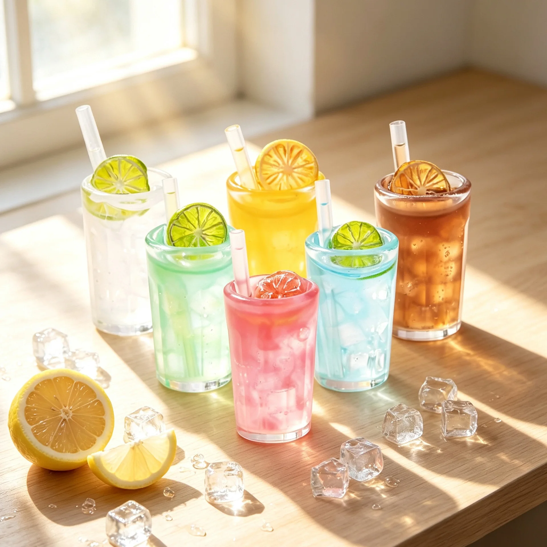 3pcs Mini Lemonade Coffee Table Drink Model Summer Drink Miniature Scene DIY Resin Accessory Model Decoration Desktop Ornament