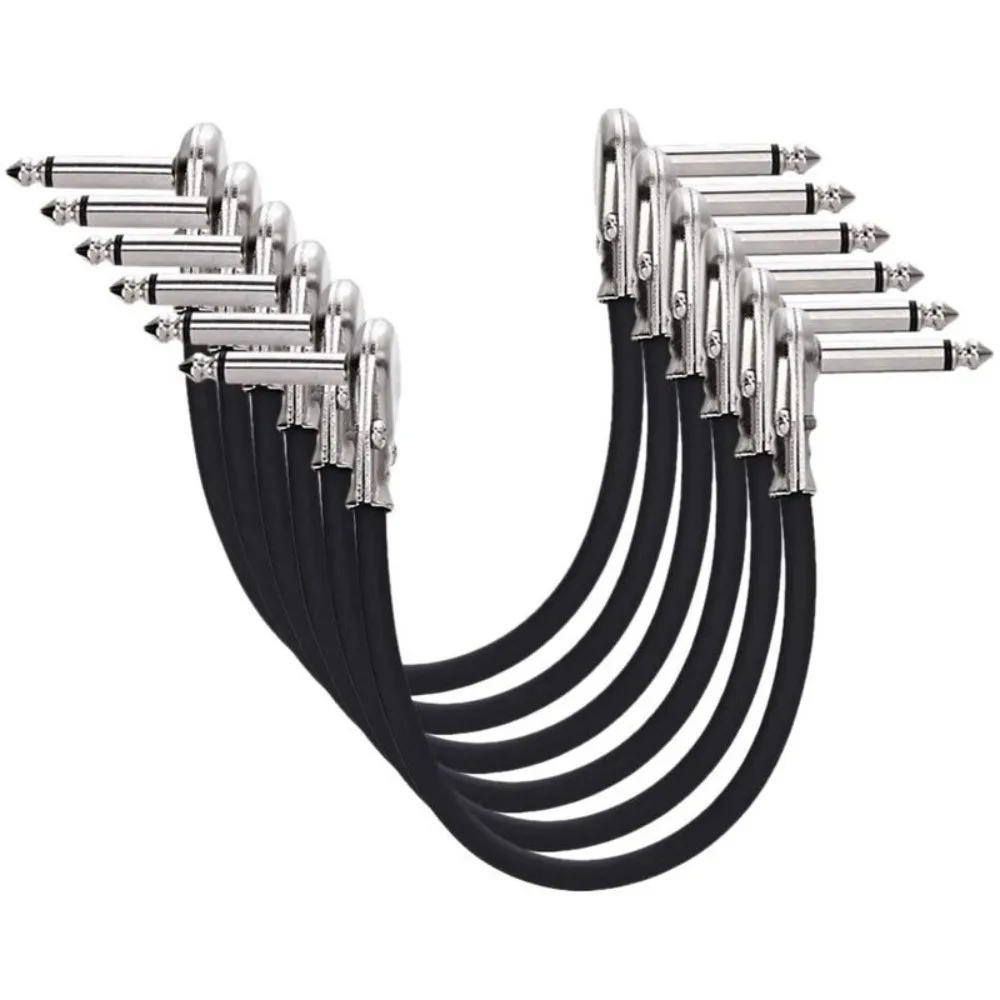 15cm/30cm Guitar Effects Pedal Cable Copper Core Surface Wire Guitar Instrument Cable Flat Design Right-angle Plug Cable