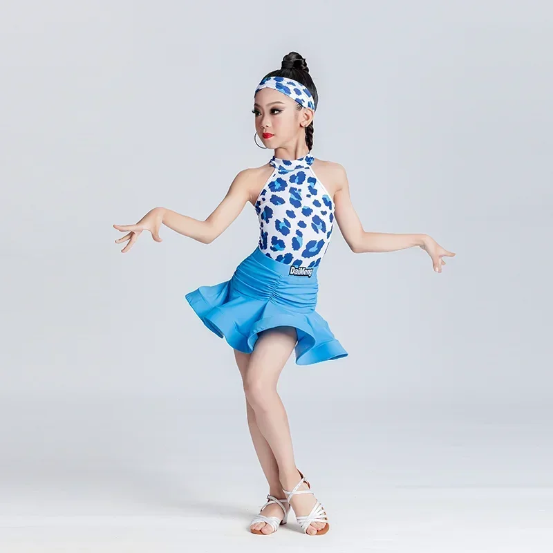 2023 New Leopard Latin Dance Dress for Girls Ballroom Tutu Competition Dance Costume Samba Rumba Salsa Practice Dance Clothes