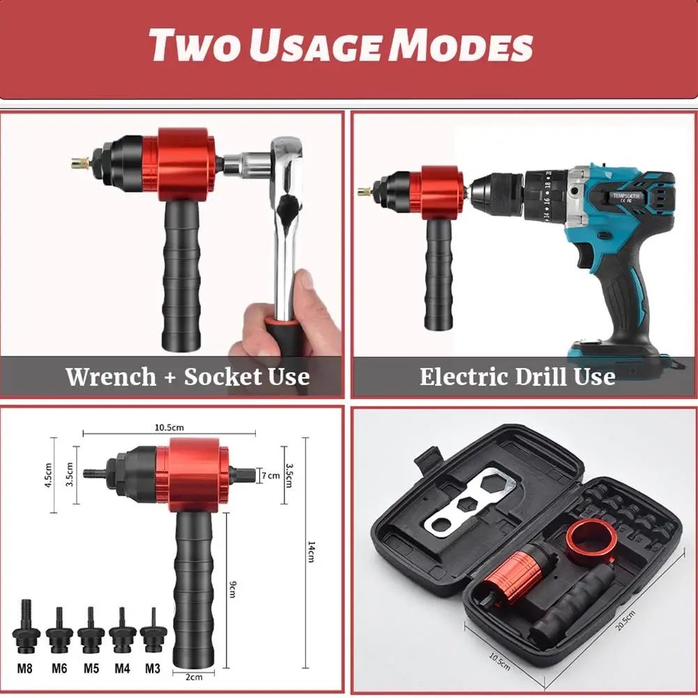 M3-m8 Electric Rivet Gun Rivet Nut Drill Bit Adapter Insert Nut Riveting Tool For Electric Drill/hand Wrench