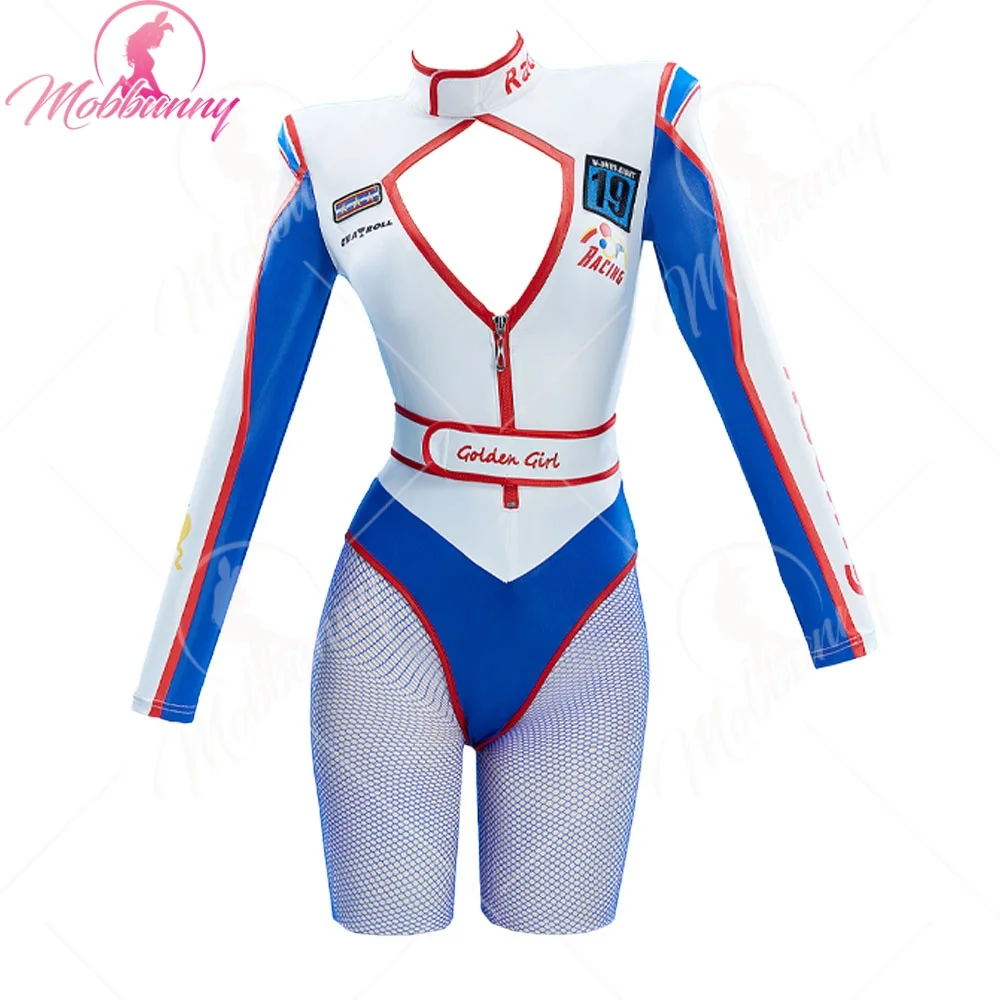 

Mobbunny Women's Movie Derivative Women Costume Sexy Lingerie Racing Bodysuit Cutout Printed Jumpsuit with Pantyhosex