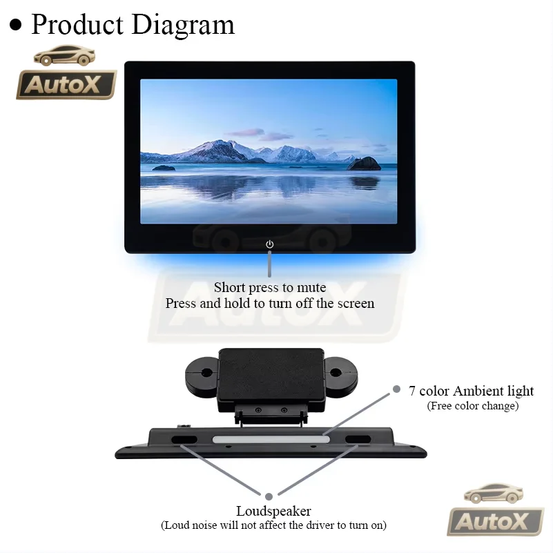 Auto X 10.1inch External LCD Android Display 10.1inch Headrest Android Display Rear Seat Entertainment External Headrest Display