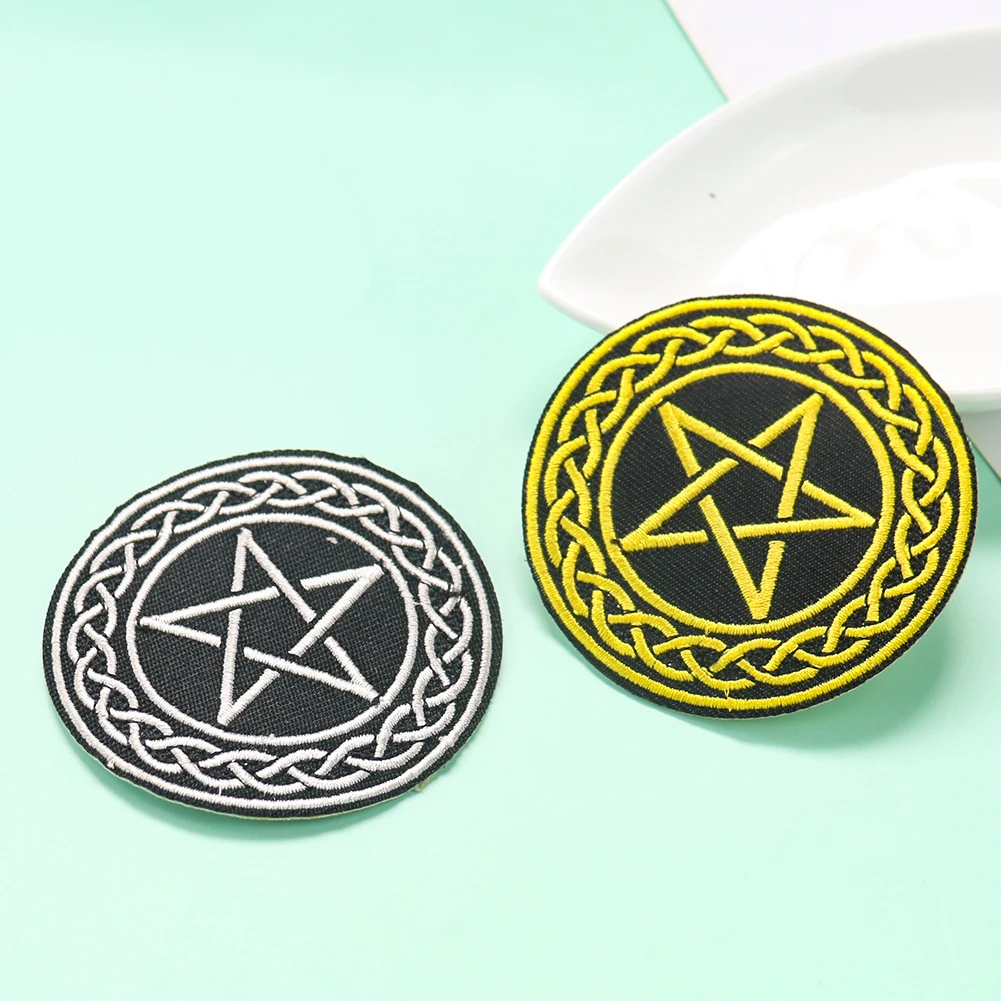 Retro Pentagram Circle Embroidery Patch Western World Satan Warcraft Outdoor Armband DIY Clothes Backpack Hat Decor Accessory view 5