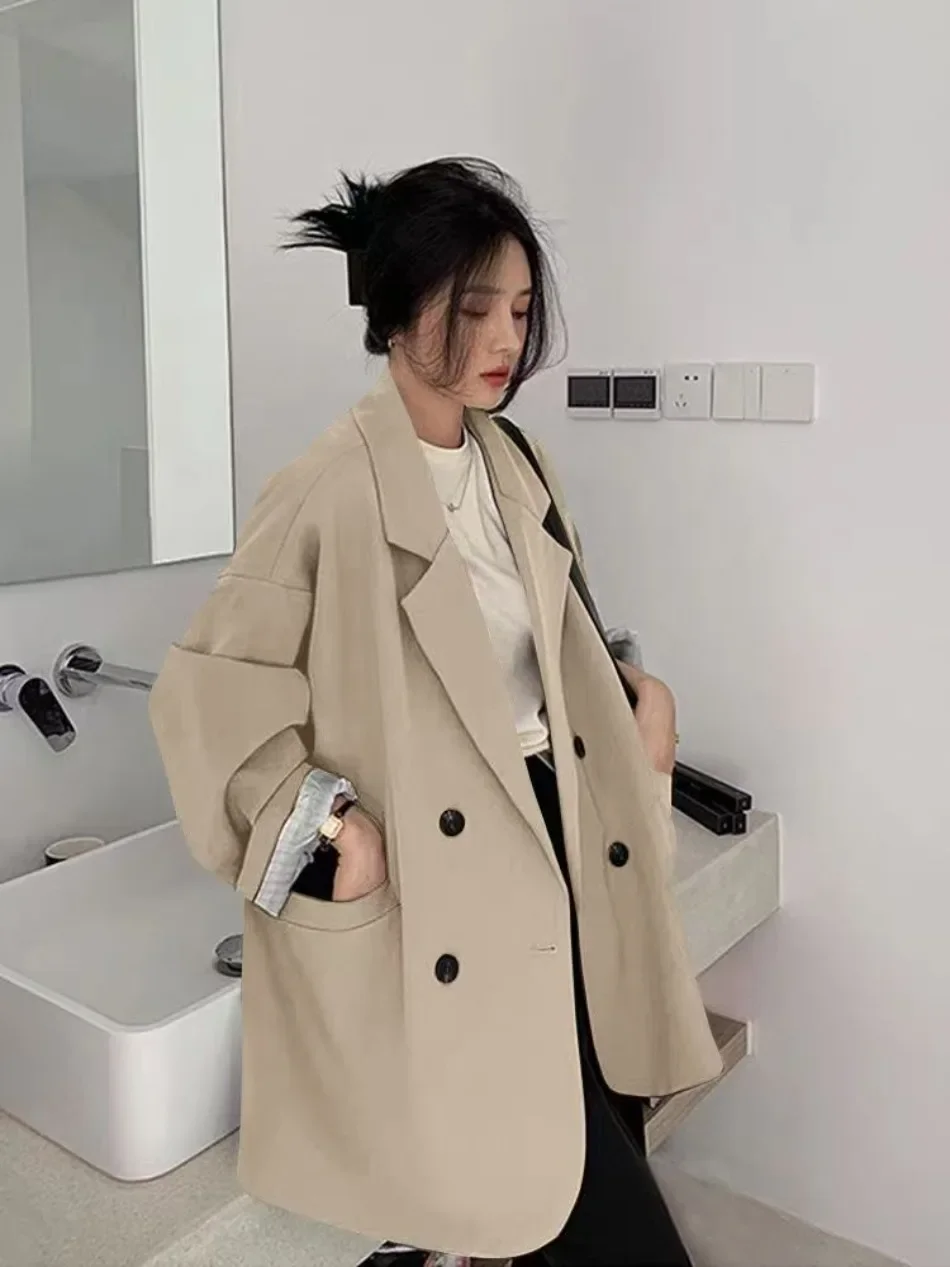 Neue Frühling-Herbst-Damen-Blazer, lockere Passform, koreanische Mode, Vintage-Blazer, Anzugjacke, elegante Damenmäntel, Streetwear, Damenbekleidung – Detail 13