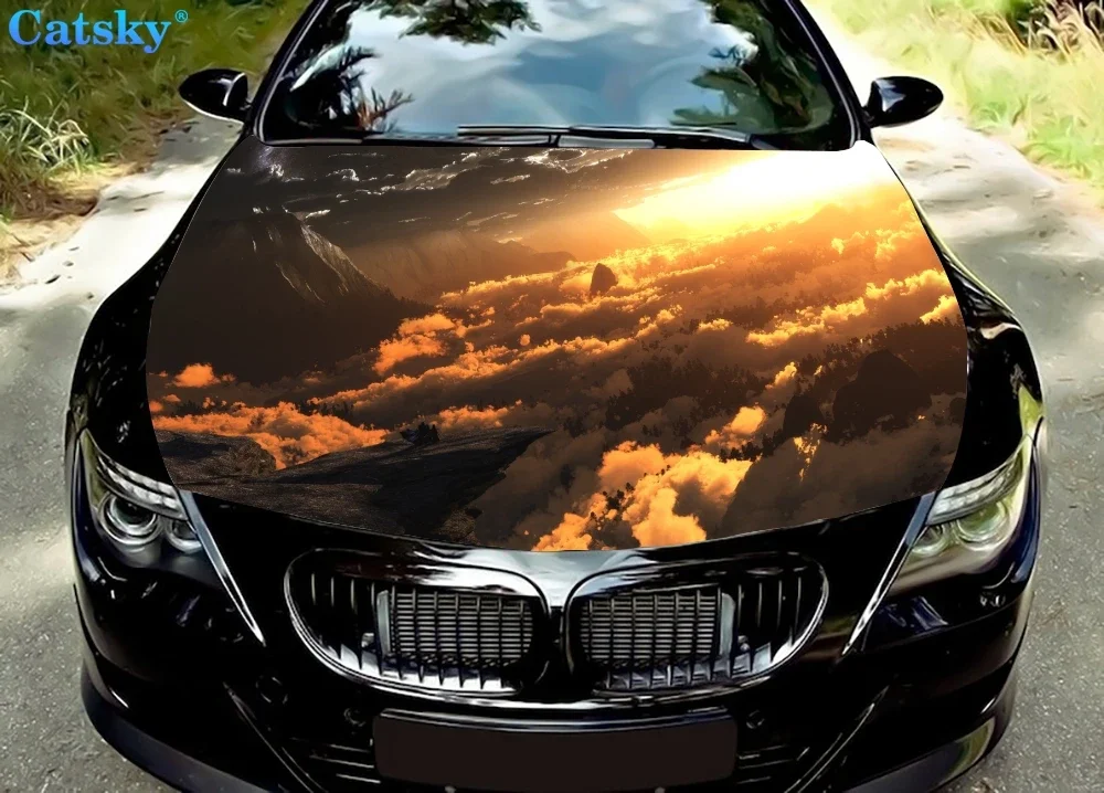 Fantasy Landscape Car Hood Vinyl Stickers Wrap Vinyl Film Engine Cover Decals Sticker  Car Accessories Car Hood Protector