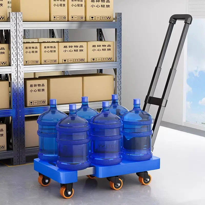 Retractable Hand Truck 150KG Capacity Compact Foldable Flatbed Transport Cart Portable Hand-Pushed Cargo Cart Material Handling