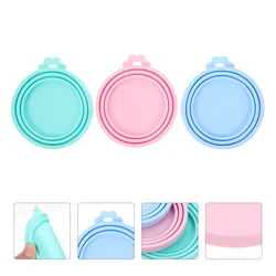 3 Pcs Pet Can Lid Lids Silicone Covers Food Seal Sealed Silica Gel Flexible Universal