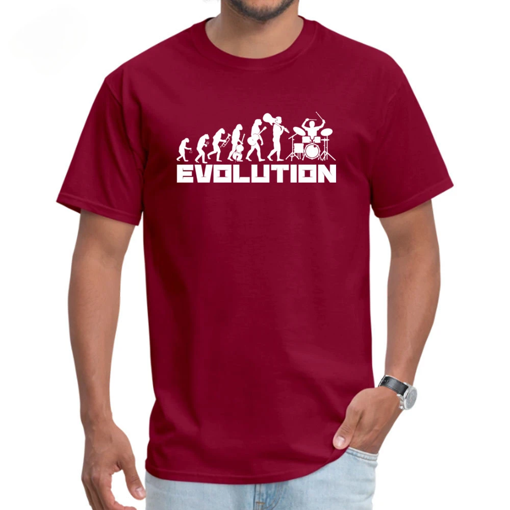 Music T-shirt Men Musician Drummer Evolution 100% Cotton Short Sleeve T Shirt Print Thanksgiving Day Gift Tshirt Rife Tops Tees