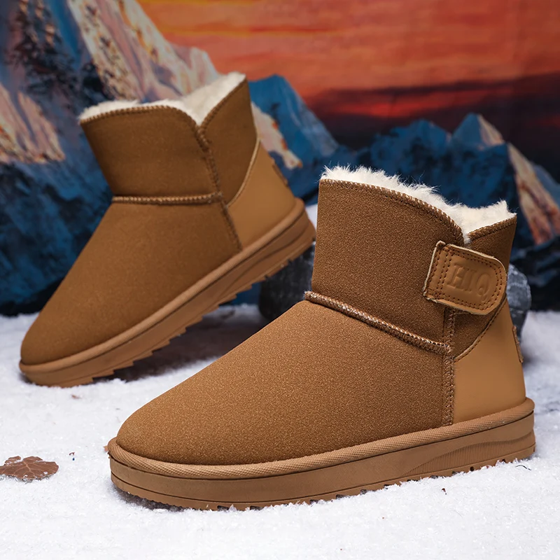 

Мужские и женские зимние ботинки, новинка 2025 года, зимние высокие утепленные хлопковые туфли с меховым покрытием, зимние ботинки