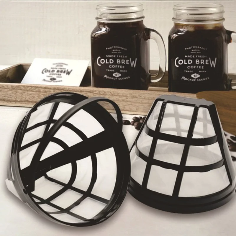 

2/4/6 шт. нейлоновый фильтр, корзина для фильтра для кофе, чашка, аксессуары для фильтров для кофемашины, инструменты, многоразовый фильтр для кофе, аксессуары для кофе