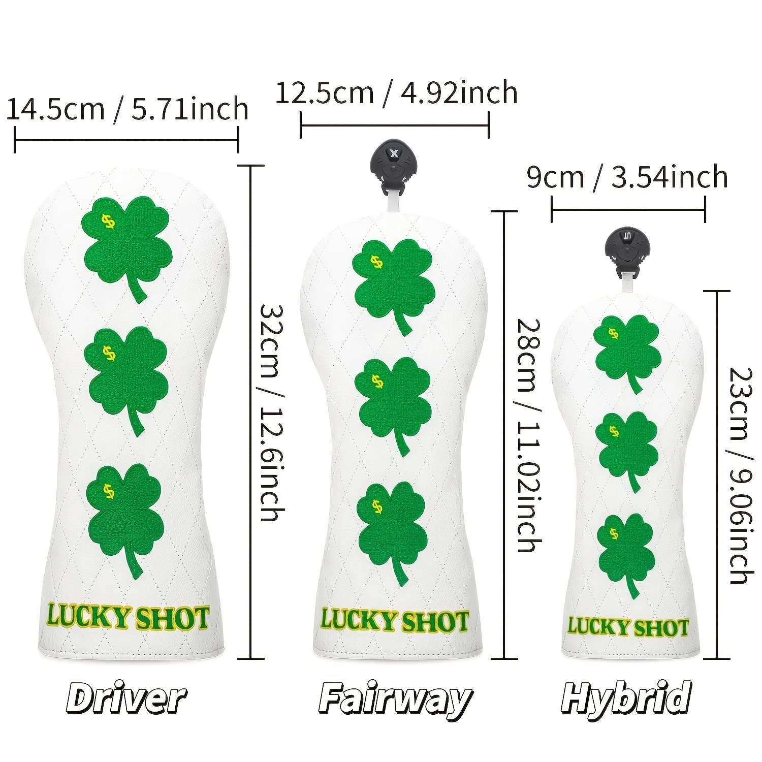 1pc/3pcs Four-Leaf Clover Dollar Design Style, Driver, Fairway Wood Club, Hybrid Head Cover, Suitable for Male And Female - view 6