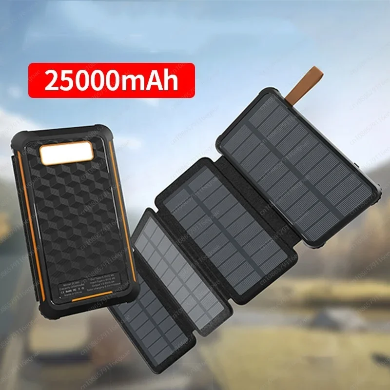 Waterproof Foldable 25000mAh Solar Power Bank Portable Charger Built‑in LED Lamp - view 3