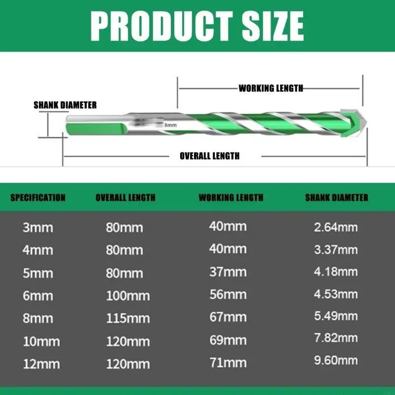 

X9FA Impact Drill Bits 3-12mm Multifunctional Drill Bits for Concrete Twist Drill Bit