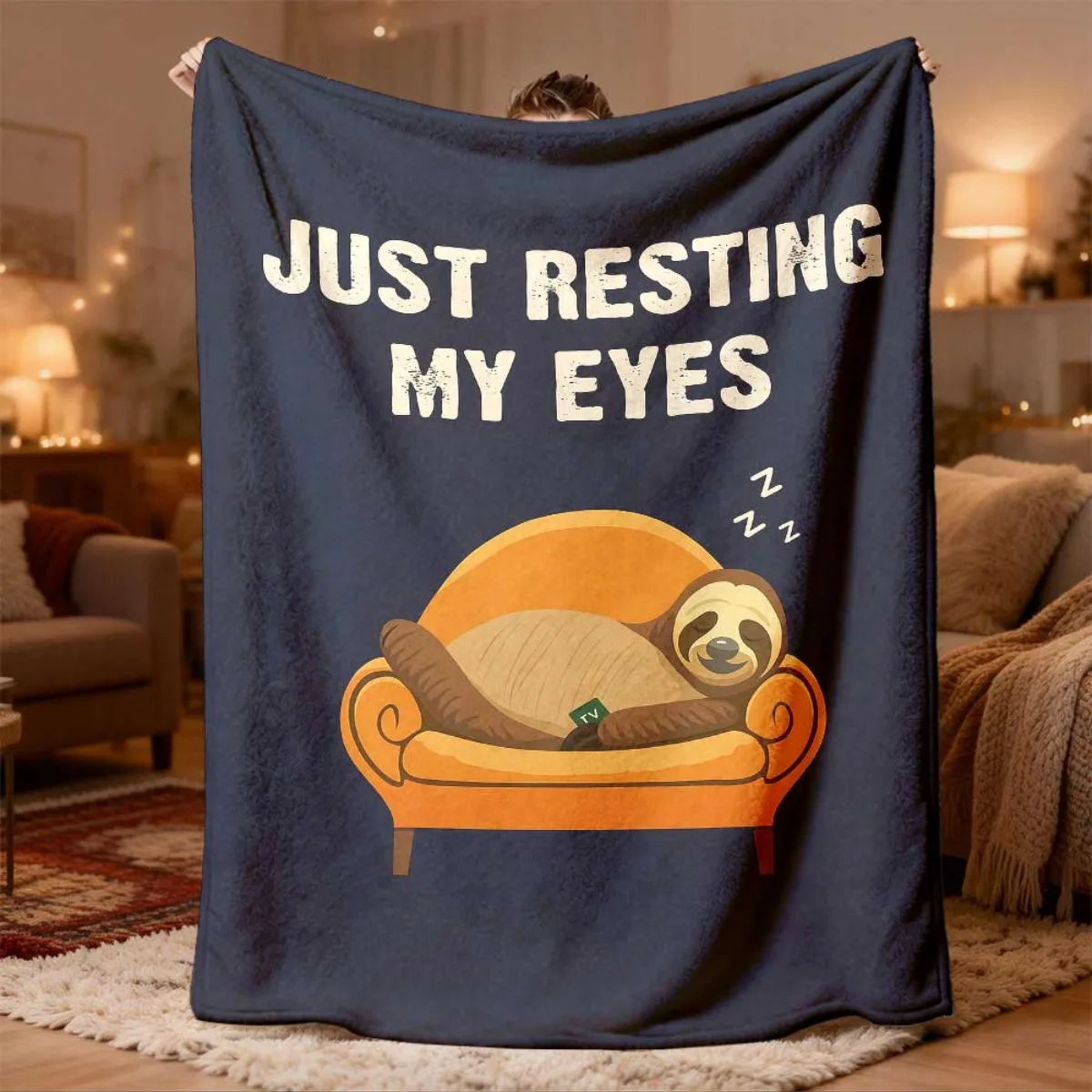Oversized Plush Throw Blanket Funny Sloth Design Lap Blanket Couch Throw Cozy Nap Fleece Blanket 150x200cm Winter Gift